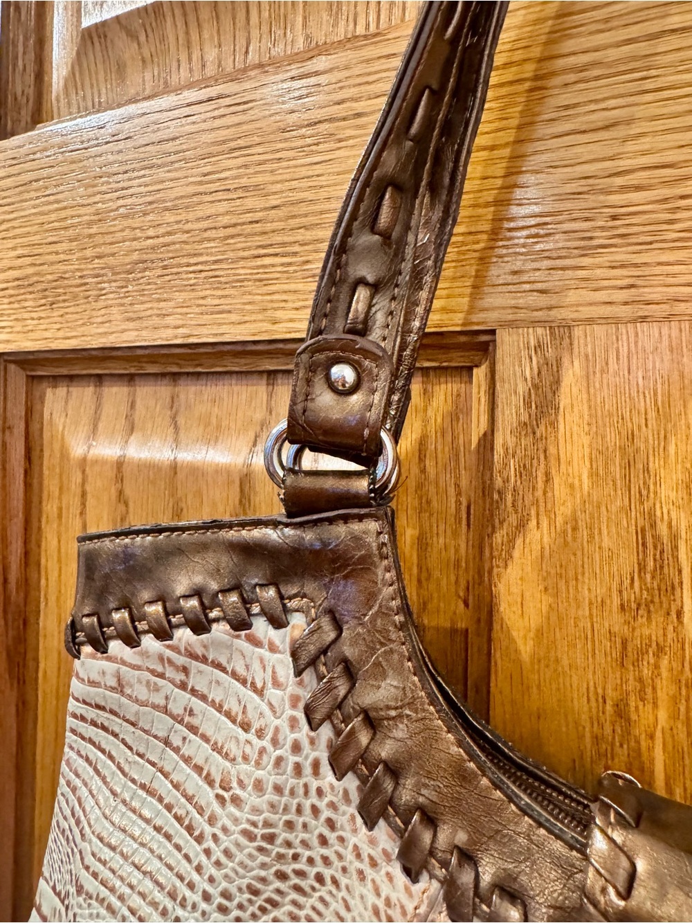 M.C. Geninue Leather Retro Tan/Brown Shoulder Bag - Picture 7 of 11